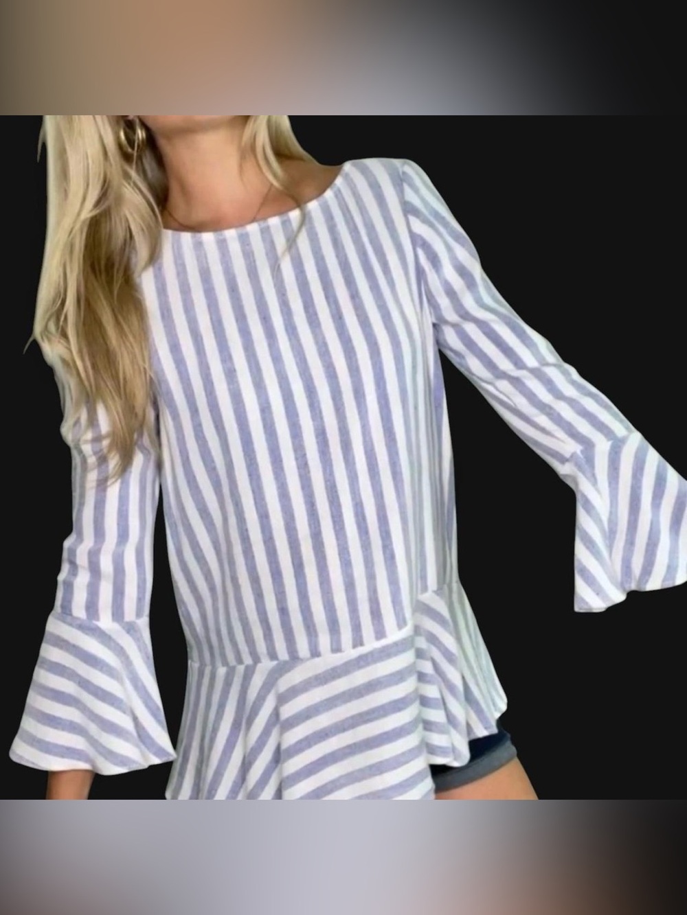 Alice + Olivia "Doyle" Slub Linen-Blend Peplum Blouse Size XS/TP